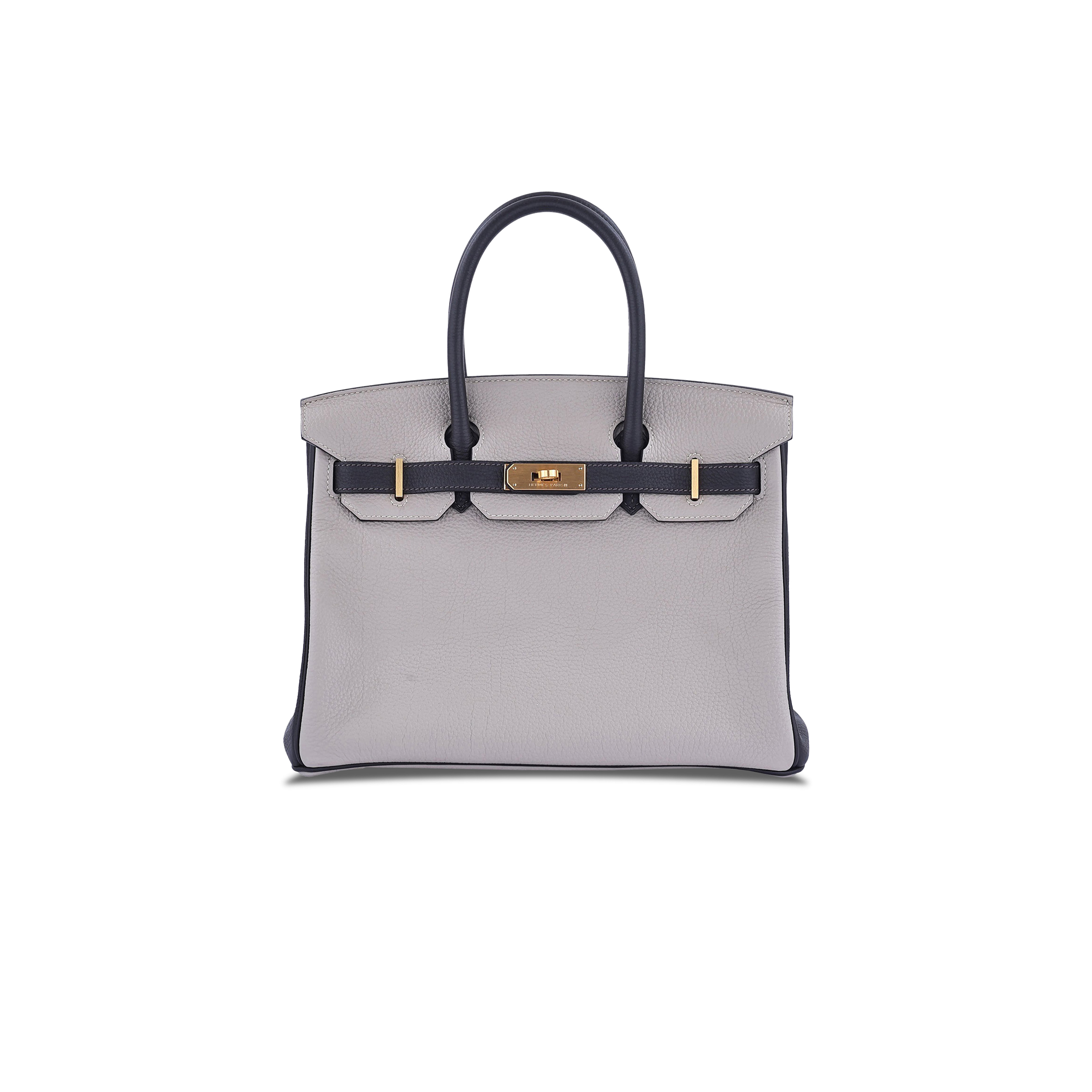 HERMES MASTER BIRKIN 25 TOGO LEATHER SEAGULL GREY AND BLACK SILVER BUCKLE HANDBAG H028365CC01 (25*20*13cm)